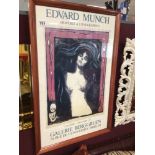 VINTAGE EDVARD MUNCH ADVERTISING POSTER 1983 FRAMED AND GLAZED, 84 X 55CM