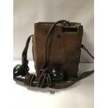 WW2 ERA US ARMY SIGNAL CORPS FIELD TELEPHONE IN LEATHER CASE