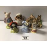 ROYAL ALBERT BESWICK BEATRIX POTTER, HUNCA MUNCA SWEEPING SAMUEL WHISKERS, TAILOR OF GLOUSTER,