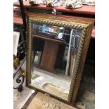 VINTAGE WOODEN FRAMED BEVELLED MIRROR, 92 X 66CM