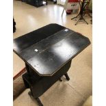 EBONISED DROP LEAF TABLE, 74CM