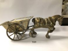 LARGE BRASS HORSE AND CART