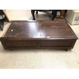 WOODEN UNDER STORAGE CHEST ON WHEELS