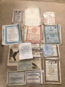 MIXED EPHEMERA, VINTAGE SHARE CERTIFICATES, INDENTURES, AND MORE