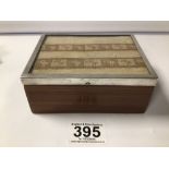 925 SILVER TOPPED WOODEN BOX W/ EMBROIDERED LID