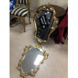 TWO ROCOCO STYLE GILDED MIRRORS, 87 X 54CM