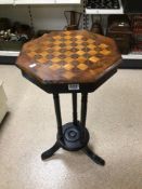 ROSEWOOD BOXWOOD AND EBONISED WOODEN SEWING TABLE