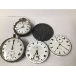 FOUR POCKET WATCHES A/F WITH SILVER CONTENT, THOS RUSSELL, AND SON, ELGIN WITH A BATTLE OF THE