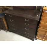 TWO OVER THREE GEORGIAN MAHOGANY CHEST OF DRAWERS WITH BRASS SWAN NECK HANDLES