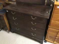 TWO OVER THREE GEORGIAN MAHOGANY CHEST OF DRAWERS WITH BRASS SWAN NECK HANDLES