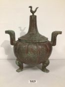 ANTIQUE CHINESE BRONZE LIDDED BOWL