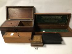 ROSEWOOD TEA CADDY A/F WITH OTHER BOXES