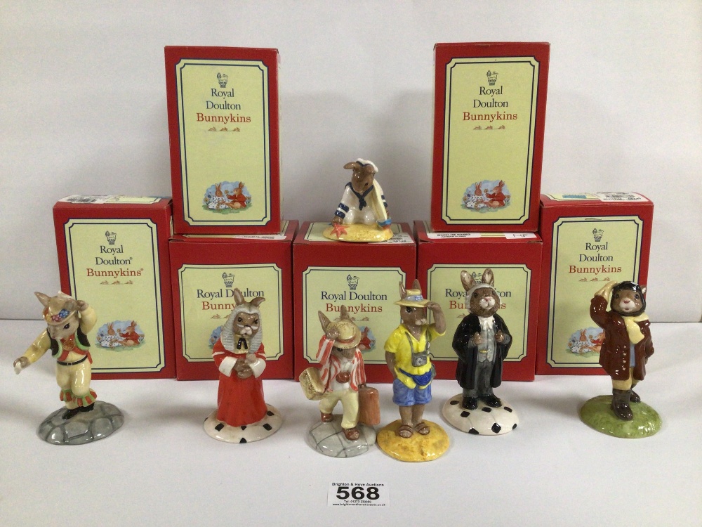 SEVEN ROYAL DOULTON BUNNYKINS, FATHER, SAILOR, TOURIST, AIRMAN, MORRIS DANCER, LAWYER AND JUDGE