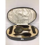 HALLMARKED SILVER WALKER AND HALL DRESSING TABLE SET DATED 1942