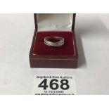 375 WHITE GOLD AND DIAMOND CROSS RING, 2.5 GRAMS, SIZE M