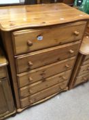 PINE FIVE DRAWER CHEST OF DRAWERS