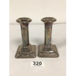 HALLMARKED SILVER ART NOUVEAU WEIGHTED CANDLESTICKS 1925 BY ELLIS AND CO, 12CM TOTAL WEIGHT 531