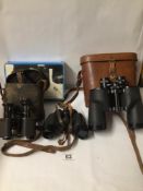 THREE PAIRS OF BINOCULARS, WRAY 8 X 30, PRISM ASTRAL, LIEBERMAN AND GORTZ 12 X 50 AND A BOXED BINO-