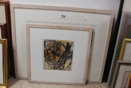 THREE CLARE MARIA WOOD ART WORK ALL FRAMED AND GLAZED, THE LARGEST 66 X 54CM
