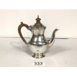 HALLMARKED SILVER COFFEE POT BY MAPPIN AND WEBB LONDON,15.5CM, TOTAL WEIGHT, 221 GRAMS