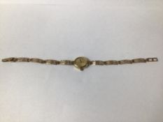 9CT GOLD LADIES COCKTAIL WATCH BY GENEVE WITH 9CT GOLD STRAP, TOTAL WEIGHT 8 GRAMS