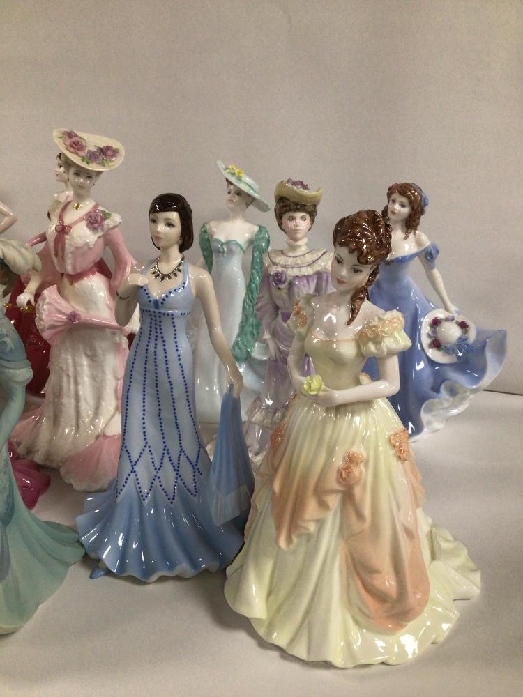 TWELVE COALPORT FIGURINES, MARY, LOUISA AT ASCOT, ELEGANCE BEATRICE AT THE GARDEN PARTY, ROSEMARY, - Image 2 of 8