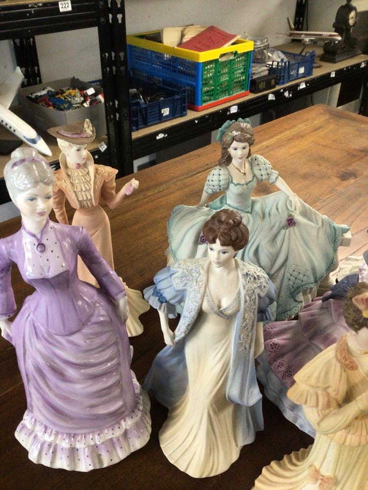EIGHT COALPORT FIGURINES, LOUISA AT ASCOT, BEATRICE, PATIENCE ON THE BALCONY, CONSTANCE, COVENT - Image 5 of 8