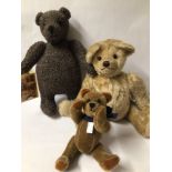 THREE STUFFED BEARS, TWO BEING ARTICULATED (‘A BURROWS BEAR’ AND ‘MR. CHUMP & FRIENDS’). WITH