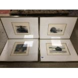 P. BISSON FOUR SIGNED LIMITED EDITION PRINTS ALL FRAMED AND GLAZED, 41 X 34CM