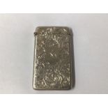 HALLMARKED SILVER FOLIATE ENGRAVED RECTANGULAR CARD CASE 8.5CM, 1915 JOSEPH GLOSTER, 43 GRAMS