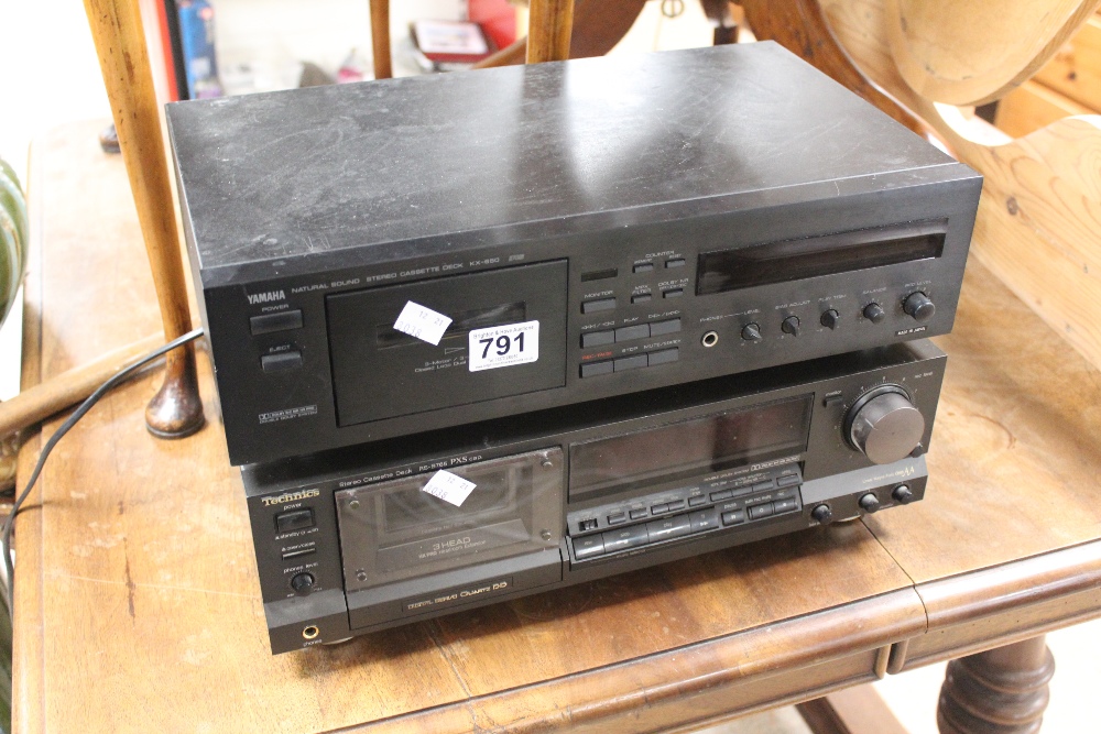 TECHNICS RS-B765 STEREO CASSETTE DECK WITH A YAMAHA STEREO CASSETTE DECK KX-650