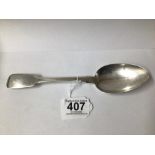 EARLY VICTORIAN HALLMARKED SILVER FIDDLE PATTERN TABLE SPOON EXETER, 22CM 1837 BY WILLIAM WOODMAN,