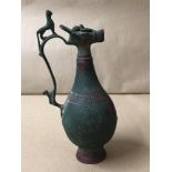 ANCIENT ISLAMIC BRONZE EWER, 24.5CM