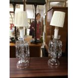 PAIR OF BOHEMIAN CRYSTAL GLASS TABLE LAMPS