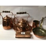 QUANTITY OF MIXED COPPER ITEMS, KETTLE, PAN, BOX, AND MORE