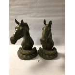 TWO CAST IRON BOOKENDS, HORSEHEADS, 24CM