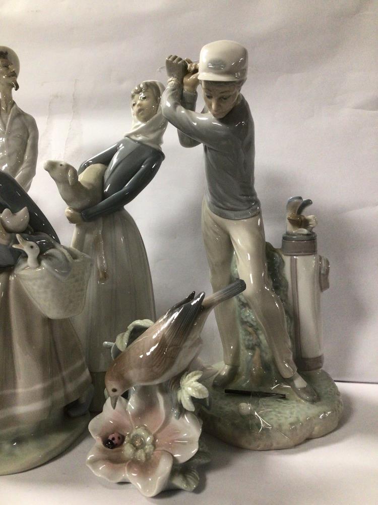 SEVEN LLADRO PORCELAIN FIGURINES, GOLFER A/F, DON QUIXOTE AND MORE - Image 2 of 7