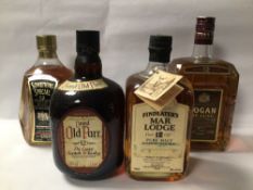 FOUR BOTTLES OF 12-YEAR-OLD SCOTCH WHISKY, GRAND OLD PARR SOMETHING SPECIAL HILL THOMSON AND CO,