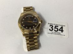 ROLEX STYLE OYSTER PERPETUAL GENTLEMAN'S GOLD WATCH
