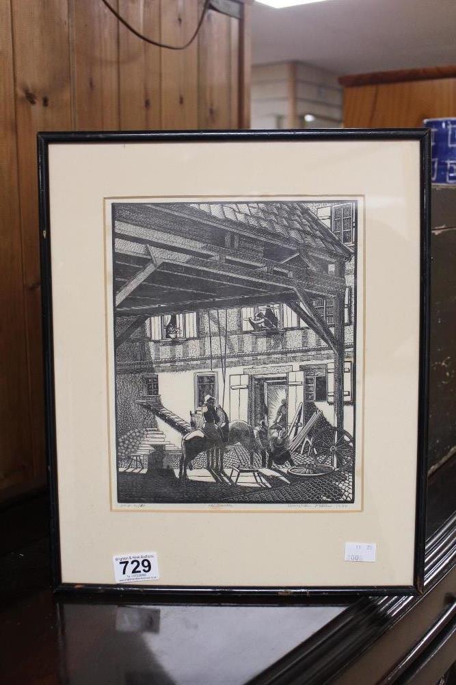 CLAUGHTON PELLEW SIGNED LIMITED EDITION 21/40 THE SMITHY PRINT, FRAME AND GLAZED, 39 X 13CM