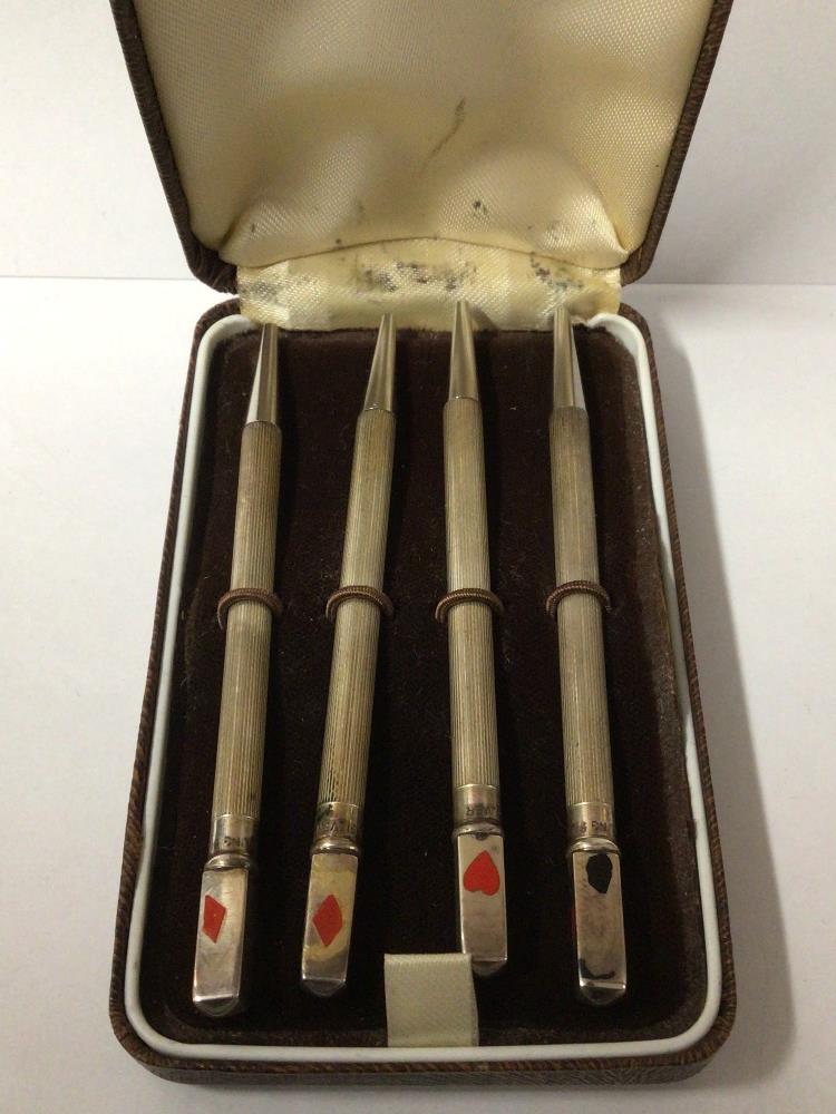 SET OF FOUR STERLING SILVER BRIDGE PENCILS (CASED) - Image 2 of 2