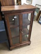 WOODEN LOCKABLE DISPLAY CABINET WITH SINGLE BOTTOM DRAWER, 42.5CM