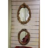 TWO GILDED WALL MIRRORS, THE LARGEST 52 X 34CM