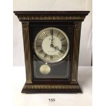 SEIKO WESTMINSTER-WHITTINGTON WOODEN MANTLE CLOCK, BATTERY-OPERATED, ROMAN NUMERALS.