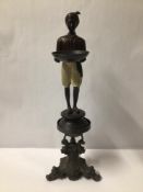 BRONZE BLACKMOOR FIGURE ON A PEWTER STAND, 40CM