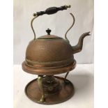 VICTORIAN COPPER AND BRASS KETTLE AND STAND BY HENRY LOVERIDGE