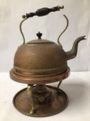 VICTORIAN COPPER AND BRASS KETTLE AND STAND BY HENRY LOVERIDGE