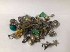 MIXED SILVER AND WHITE METAL EARRINGS, BOY SCOUT/GIRL GUIDE BADGE AND MORE