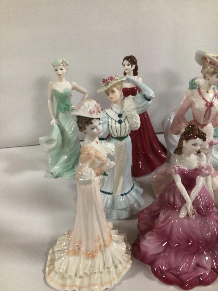TWELVE COALPORT FIGURINES, MARY, LOUISA AT ASCOT, ELEGANCE BEATRICE AT THE GARDEN PARTY, ROSEMARY, - Image 4 of 8
