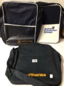 LUFTHANSA, AND TWO BRITISH CALEDONIAN FLIGHT BAGS